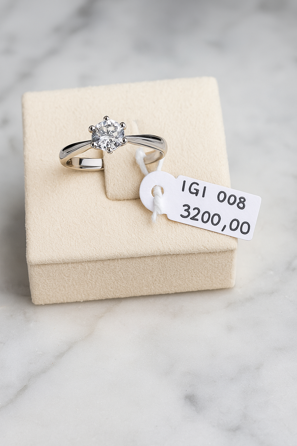 Anello Solitario in Oro Bianco con Diamante