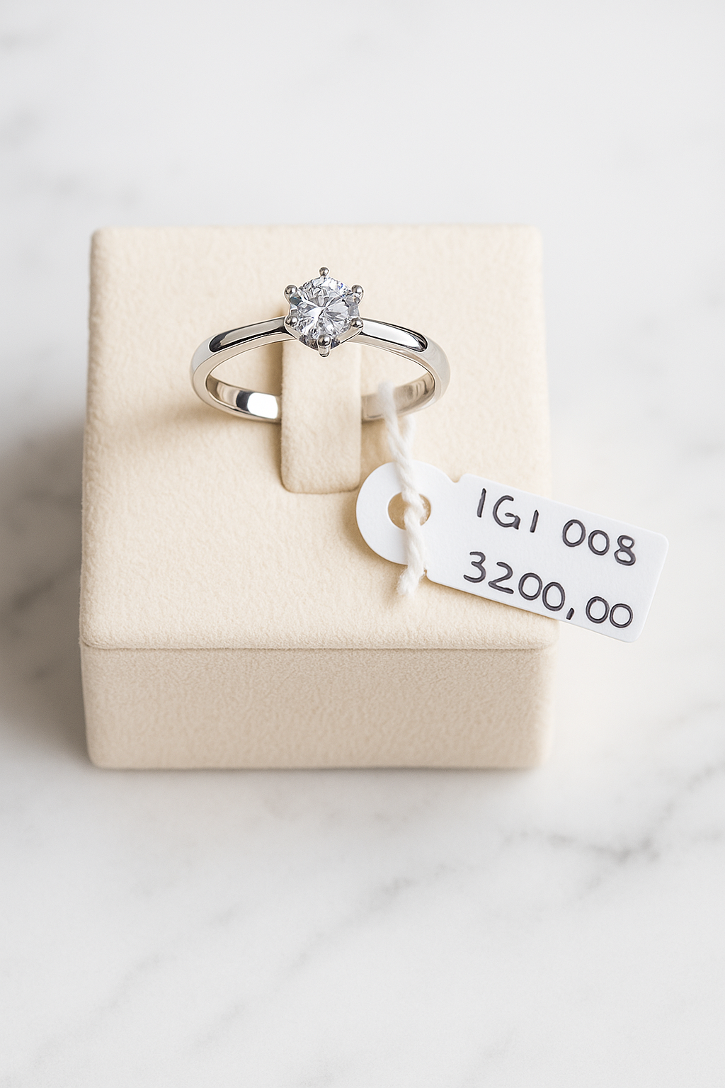 Anello Solitario in Oro Bianco con Diamante