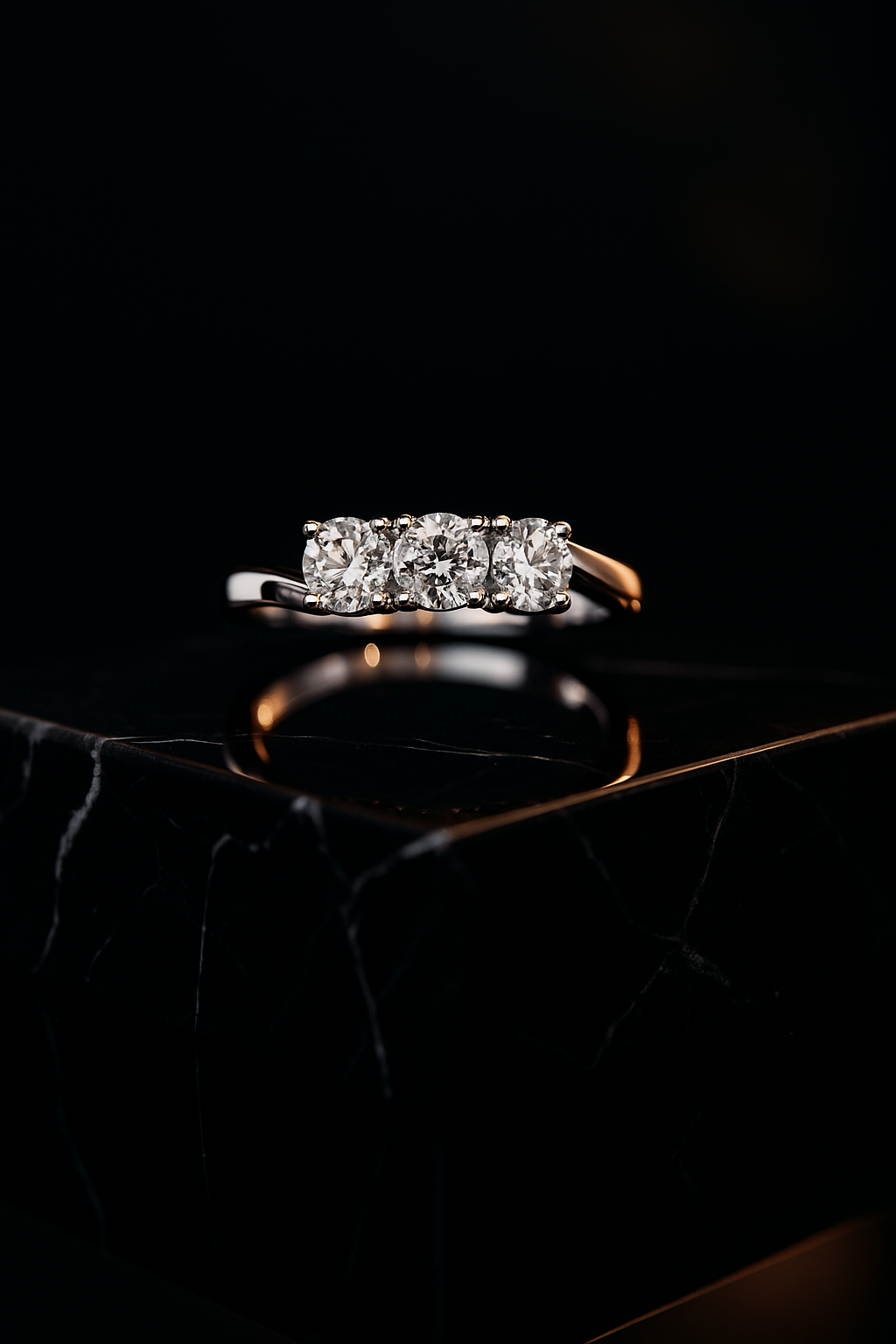 Anello Trilogy in Oro Bianco con Diamanti