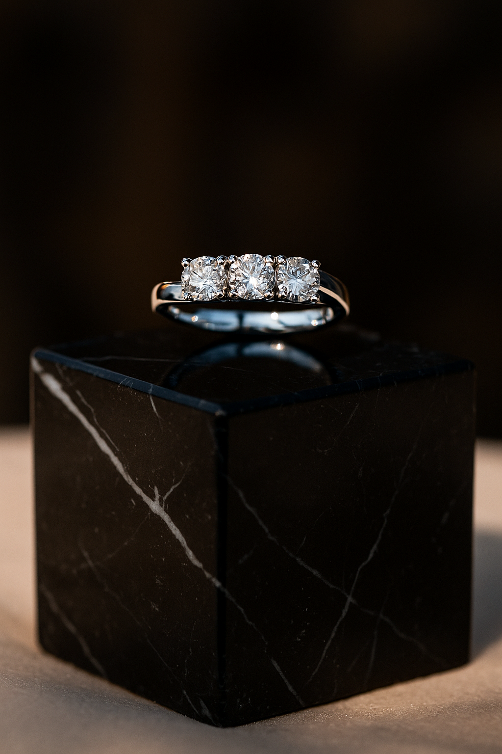 Anello Trilogy in Oro Bianco con Diamanti