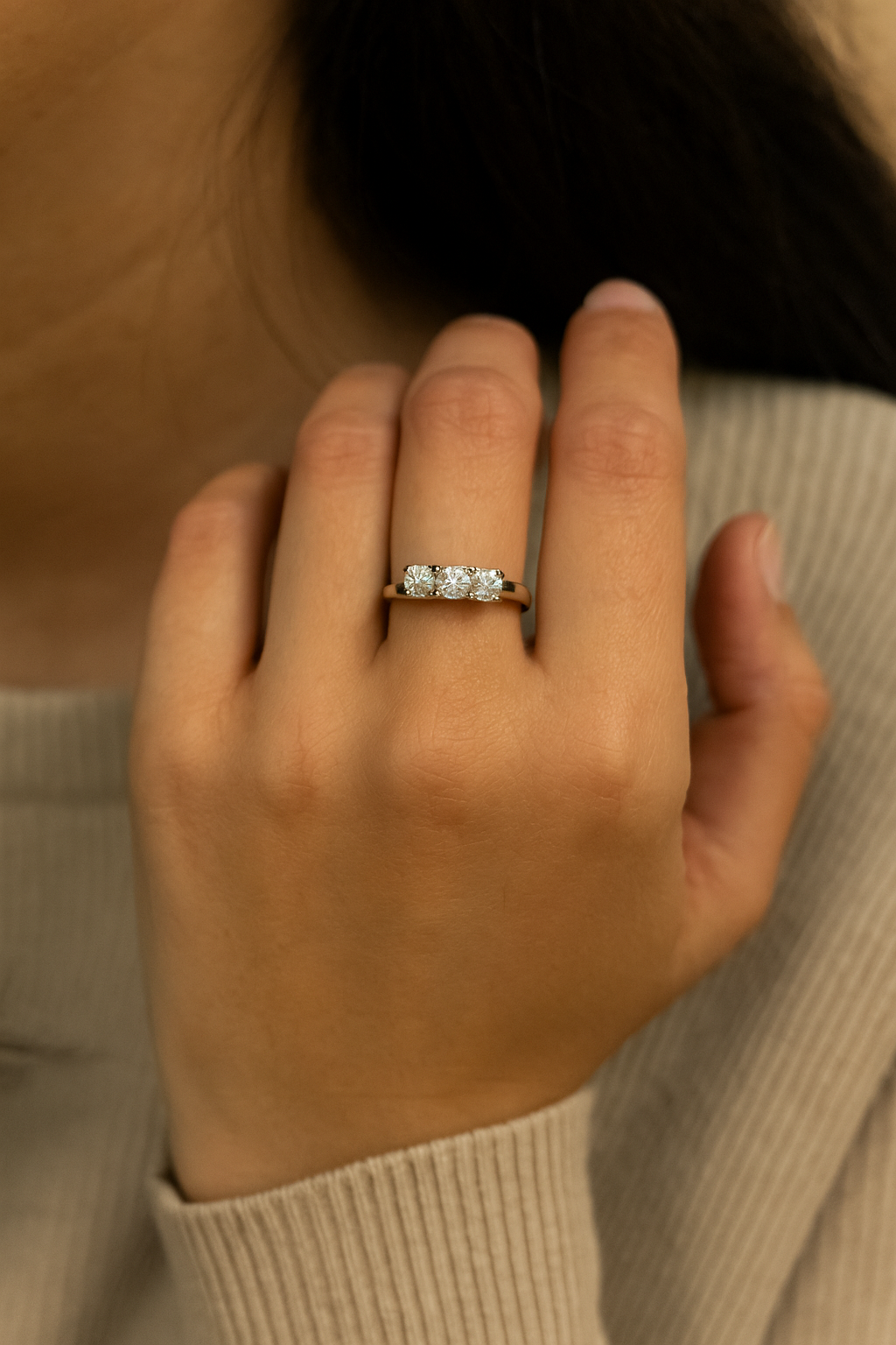 Anello Trilogy in Oro Bianco con Diamanti