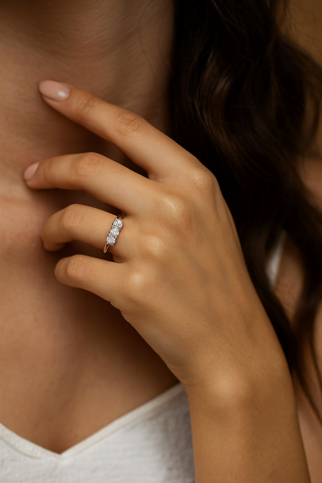 Anello Trilogy in Oro Bianco con Diamanti