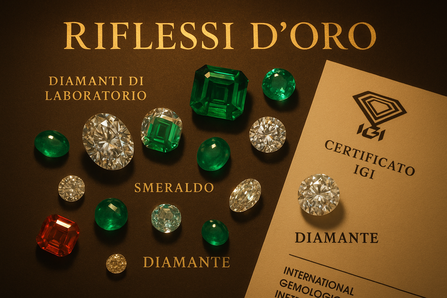 questa immagine deve far venire voglia alle persone di dare una letta alle diverse curiorità come: Diamanti di Laboratorio, Certificato IGI, Smeraldo, Diamante, ...